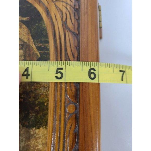 Vintage Hand Carved Painted Art Wood Jewelry Box - Picture 11 of 12